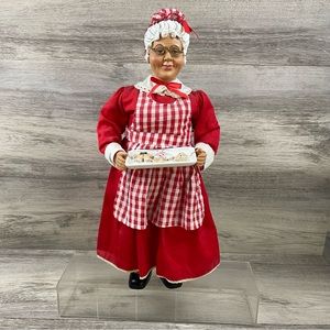 Christmas Mrs Claus Baking Cookies Cook Statue 18” Decoration Red White